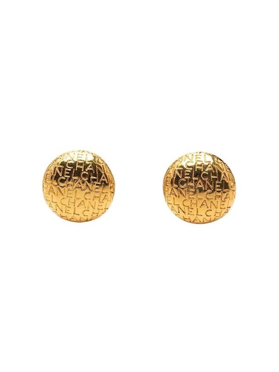 Chanel Jewelry - Chanel Vintage Logo Round Earrings Gold Plated